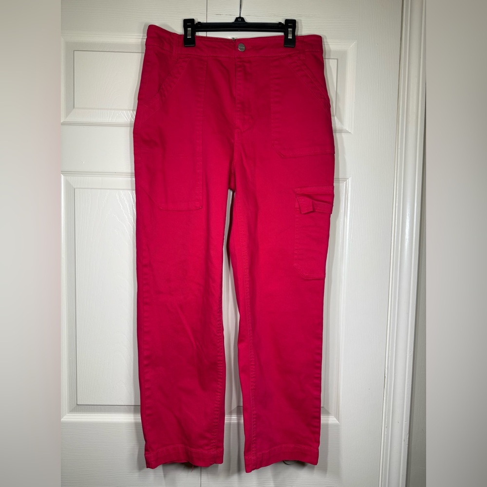 Risen Jeans‎ High Rise Fuchsia Cargo Boyfriend Jeans Size 11/30